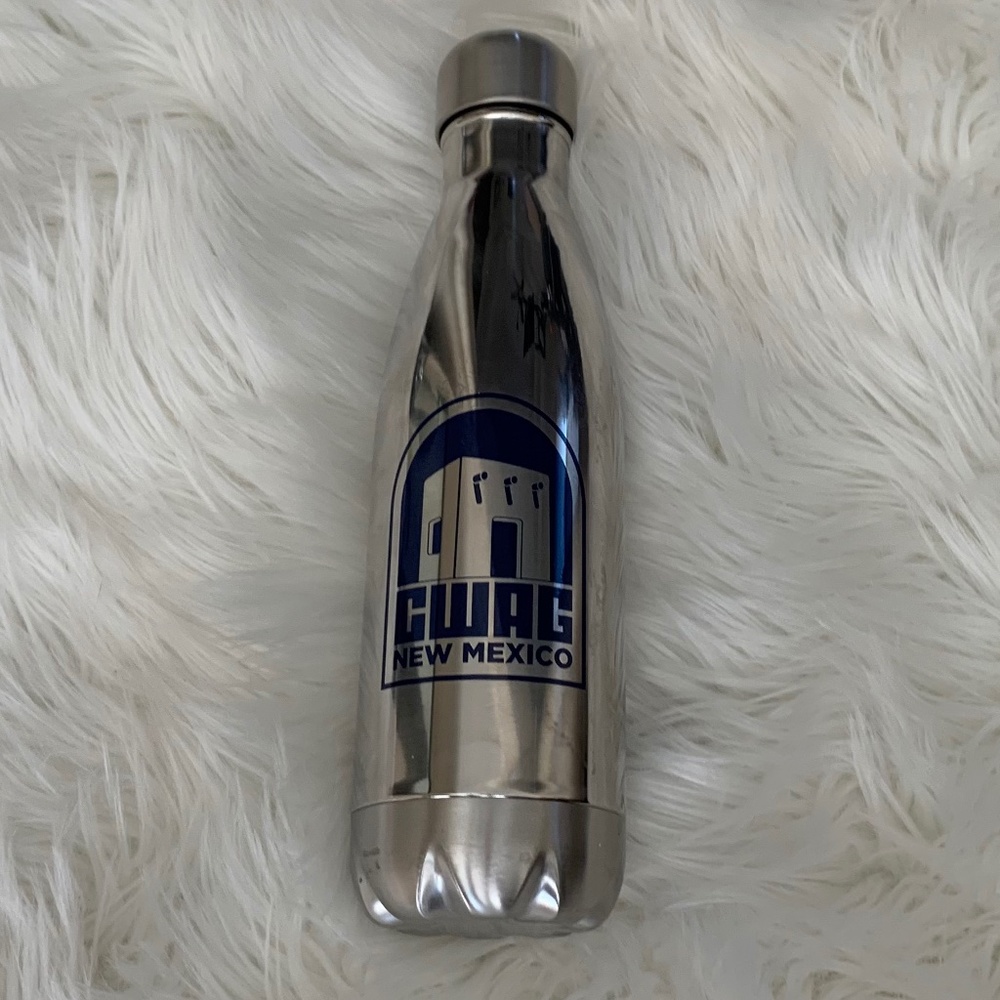 Re-Useable Drinking Container Silver w/ Blue 17oz